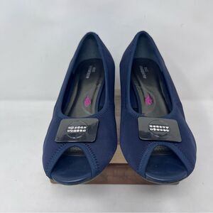 Ros Hommerson Eloise Peep Toe Wedge Heel Navy 10 Wide